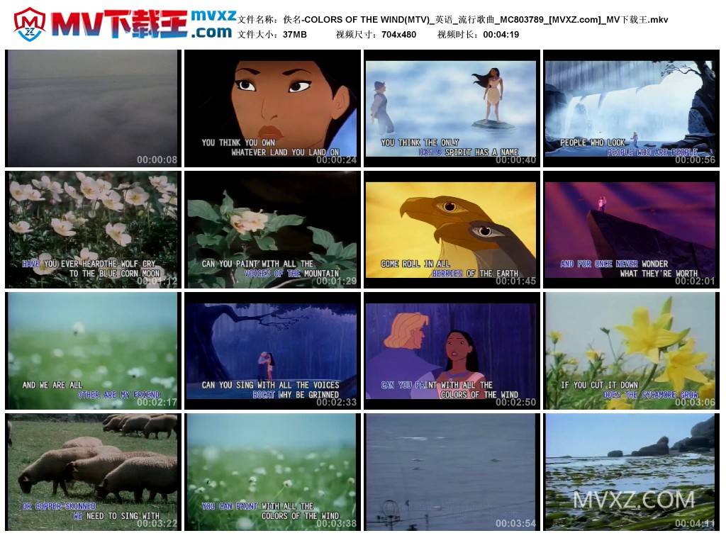 佚名-COLORS OF THE WIND(MTV)_英语_流行歌曲_MC803789